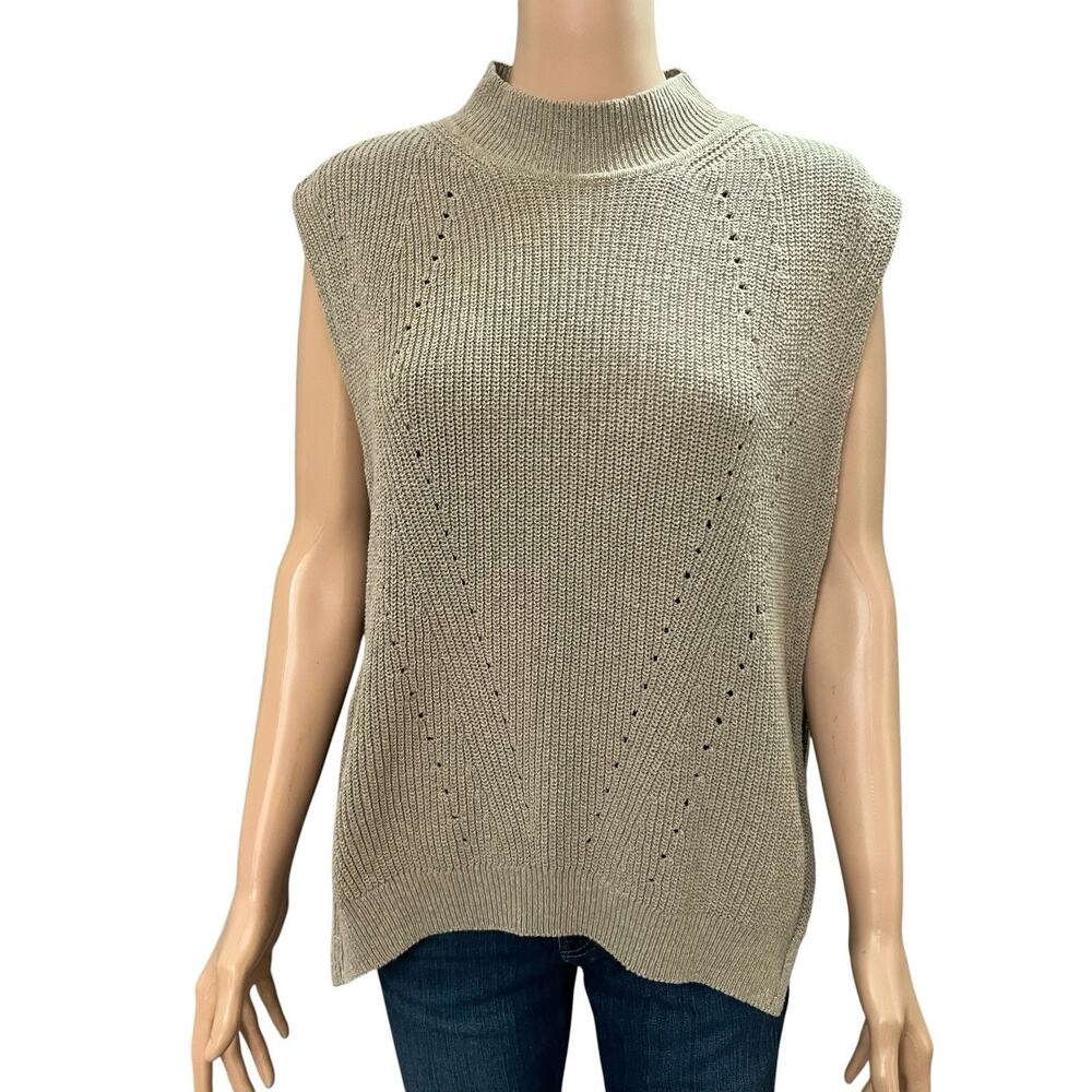 Pilcro Mock Neck Layering Sweater Vest XS/S Oversized Open Side Brown Preppy